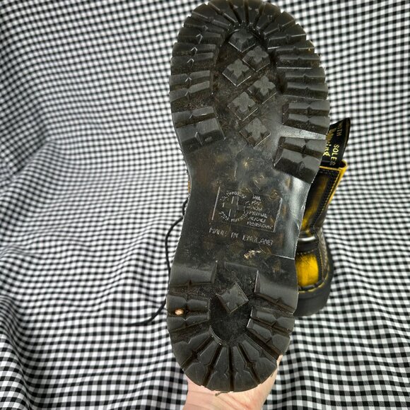 Dr Martens 1460 Rub Off Lux Mull Yellow Black Boots Made in England Men's US 9 - Picture 6 of 7